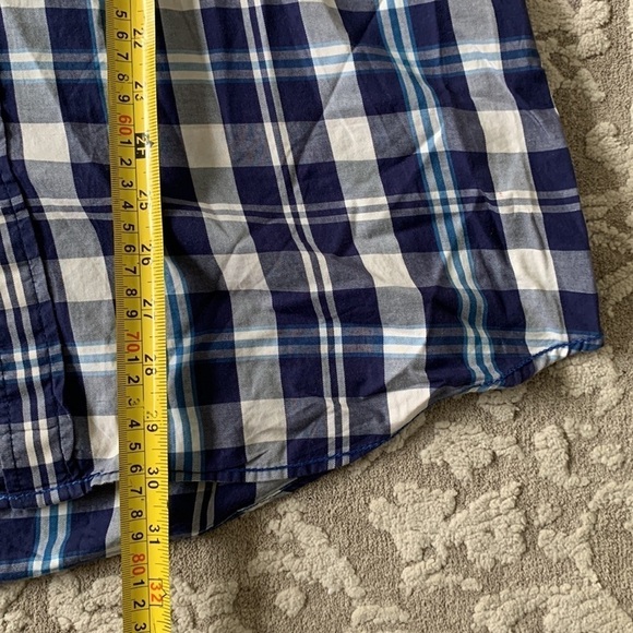 Boden plaid buttons down shirt navy blue purple size XL casual - Picture 6 of 13